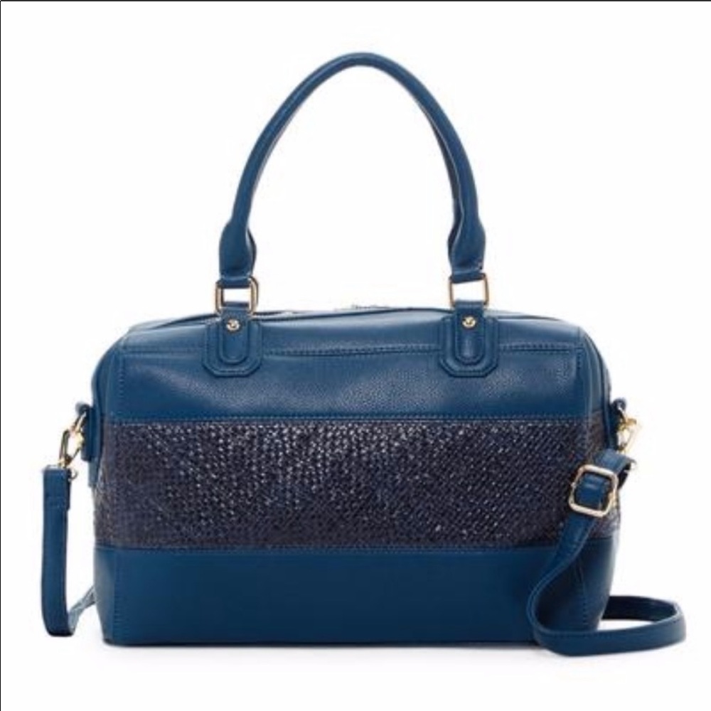💕 Blue Two-Tone Faux Leather Satchel💕 - Picture 2 of 3